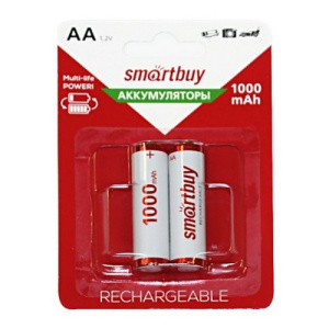 Аккумулятор NiMh Smartbuy AA/2BL 1000 mAh (24/240) (SBBR-2A02BL1000) (34041)