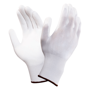 Перчатки защитные нейлоновые с полиуретановым покрытием (белые) (12шт./уп /720шт/меш.)