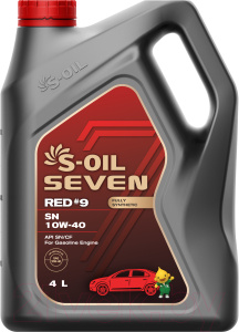 S-OIL Масло моторное 100% синтетика SEVEN RED #9 SN 10W-40 4л (1шт./4шт.) (E107633)