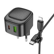 Сетевой адаптер питания BOROFONE BAS22A PD 20W QC 3.0 + кабель Lightning (03577)