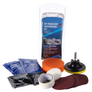 Набор для полировки фар автомобиля, комплект с полировальной пастой для стекл и пластика (KIT-805)