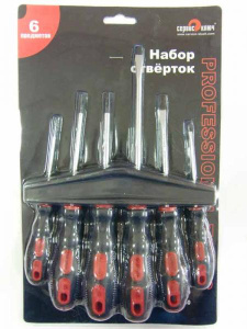 Набор отверток (6 предмета) (PH 0*75,PH1*100, PH2*100, plain   - 6*100, -3*75) "Сервис Ключ" 75800