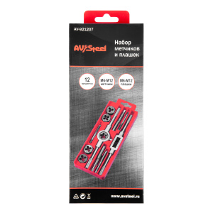 Набор метчиков и плашек  12 предметов, М6-М12 "AV Steel" AV-921207