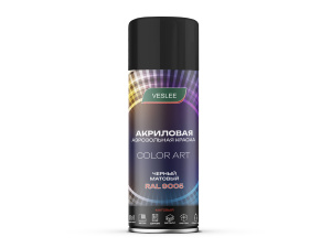 VESLEE Краска-спрей COLOR ART ЧЕРНЫЙ МАТОВЫЙ RAL 9005 520мл.(200гр.) (1шт./12шт.) L9005m