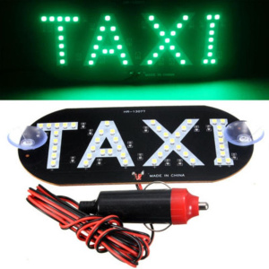 Светодиодный знак TAXI со штекером в прикуриватель зеленая DP-156