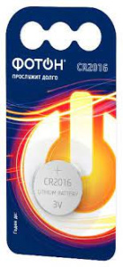 Элемент питания "Фотон", CR2016, BP1, литиевый, (160/20/1) (23619)