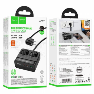Сетевой адаптер питания HOCO AC27 Descanso 2м (PD30W/2C1A) (05346)